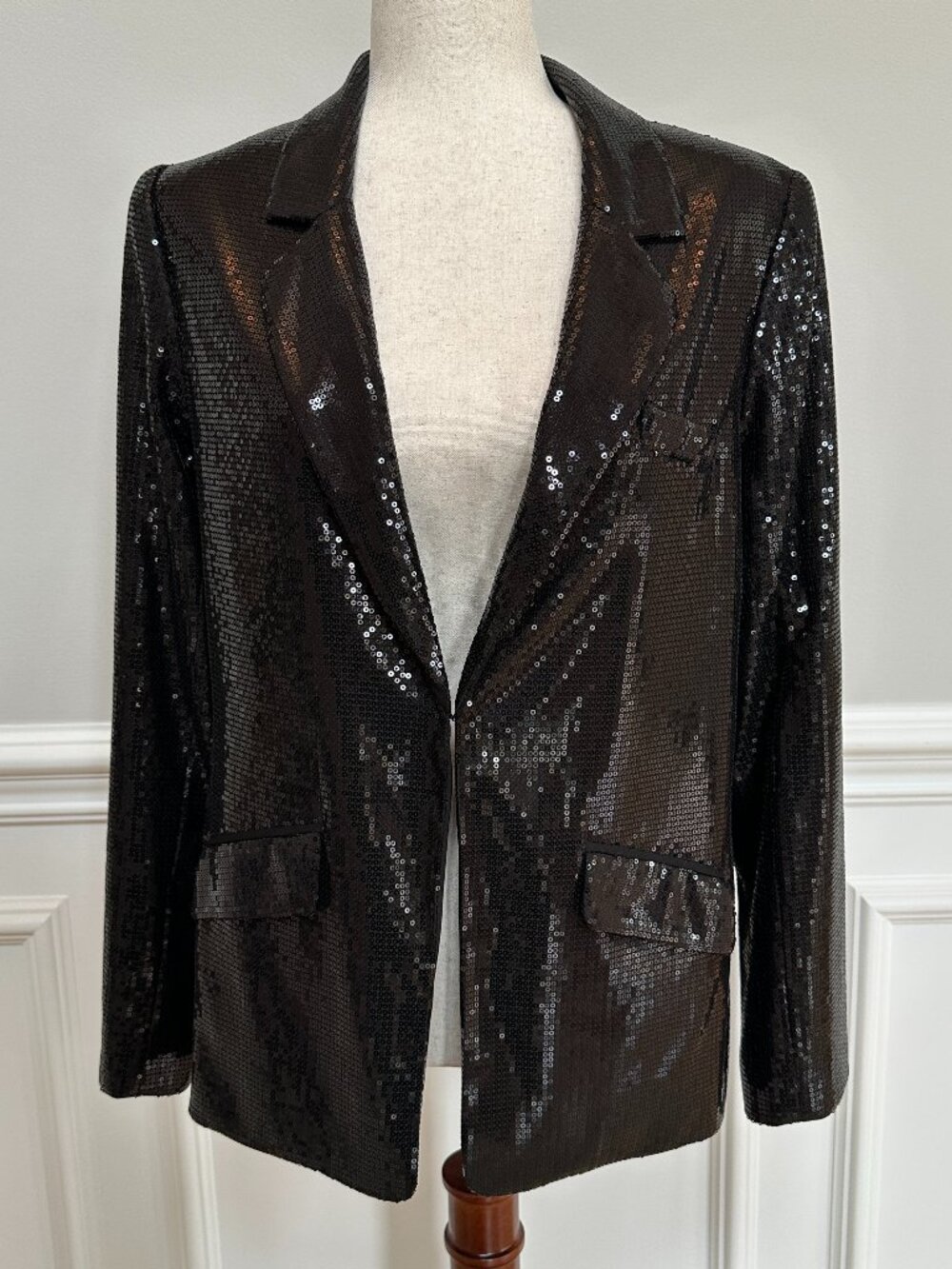 Drew Black Sequin Embellished Blazer Size M